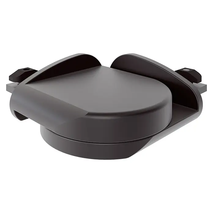 Sogem Conector de barandilla Pure Black - Específico para: Barandilla balaustrada, Negro - Primer plano de un soporte de dispositivo angular negro, diseñado para sujetar dispositivos electrónicos y presenta un diseño moderno.