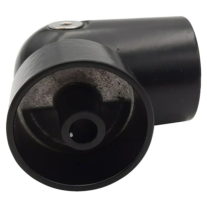 Sogem Conexión de barandilla Clean black - Específico para: Barandilla balaustrada - Conector de tubo negro, un codo de 90 grados con un tornillo. Ideal para construcciones de tuberías.