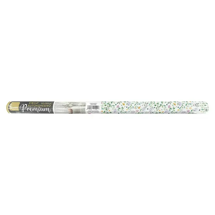 Lámina decorativa autoadhesiva vinílico Premium - 90 x 280 cm, Lulu, Verde - Rollo de vinilo autoadhesivo Lineafix Premium con estampado floral, 90x200 cm, para diseño de superficies decorativas.