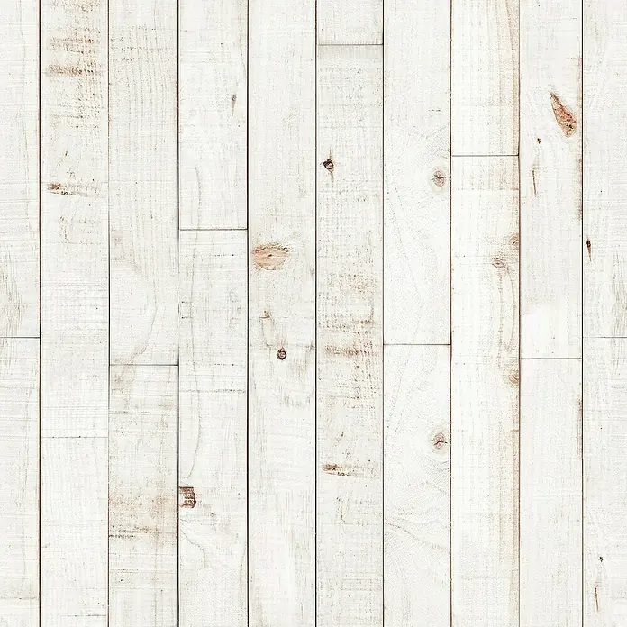 Papel pintado de vinilo autoadhesivo Madera - Blanco, L x An: 280 x 65 cm - Paneles de madera blanca texturizada para revestimiento de paredes y decoración, con encanto rústico y grano.