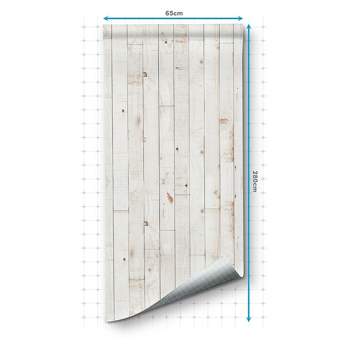 Papel pintado de vinilo autoadhesivo Madera (Blanco, L x An: 280 x 65 cm) | BAUHAUS