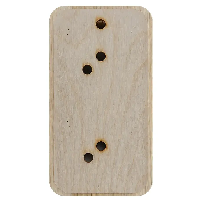 Eilo Hygro- & Thermometer-Set - Natur - Helles Holzbrett mit abgerundeten Ecken und fünf dunklen Rundlöchern.