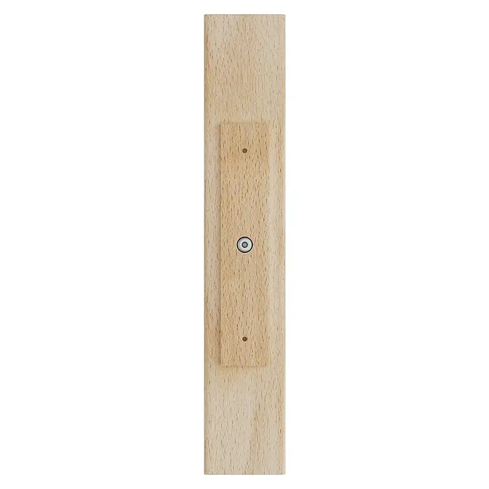 Eilo Sanduhr - Laufzeit Sanduhr: 15 min, Natur/Rot - Helle Holz-Wandplatte mit ovaler Öffnung und zwei Schraubenlöchern.