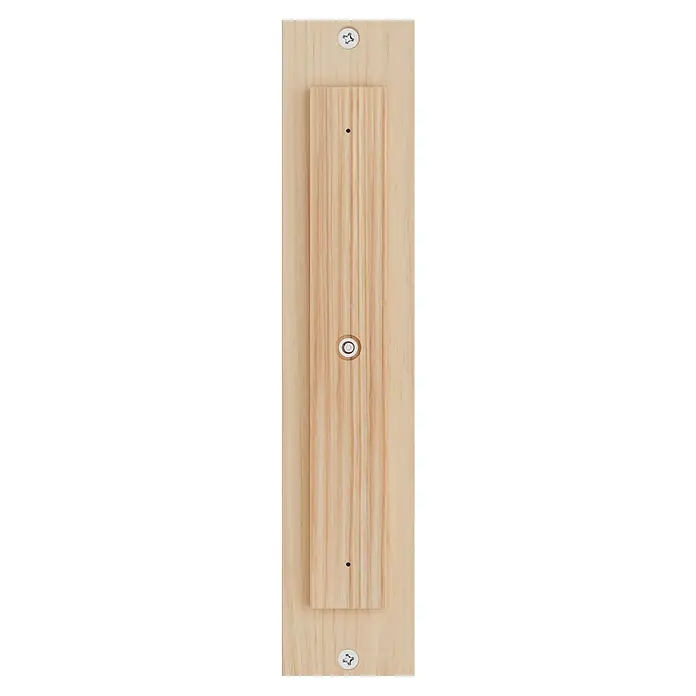 Eilo Sanduhr - Laufzeit Sanduhr: 15 min, Natur/Weiß - Helles Holzpaneel mit erhöhtem Mittelteil, befestigt mit zwei Torx-Schrauben, mit einer runden Wasserwaage.