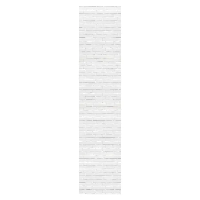 Papel pintado de vinilo autoadhesivo Ladrillo - Blanco, L x An: 280 x 65 cm - Primer plano de una pared de ladrillo blanca, que ofrece una estética limpia y moderna para diseño de interiores o como fondo.