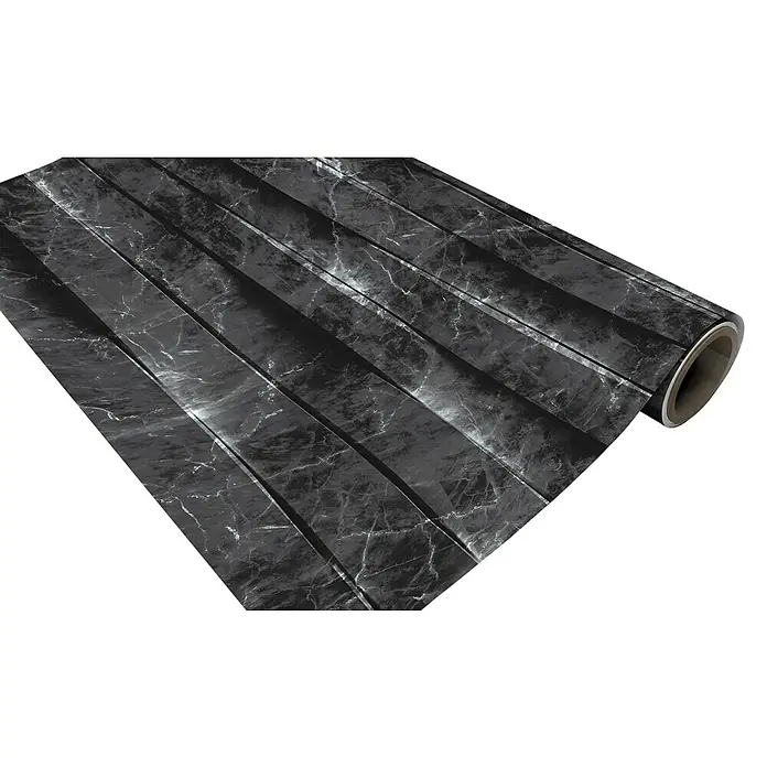 Papel pintado de vinilo autoadhesivo Carrara - Negro, L x An: 280 x 65 cm - Un rollo de papel pintado de mármol negro autoadhesivo y removible con vetas claras, ideal para proyectos de bricolaje y decoración de muebles.