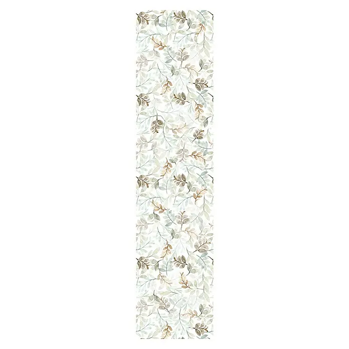 Papel pintado de vinilo autoadhesivo Hojas - Verde, L x An: 280 x 65 cm - Elegante patrón de papel pintado con hojas delicadas en suaves tonos marrones y verdes, aportando un ambiente natural y relajante a cualquier habitación.