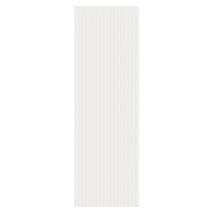 Lámina decorativa autoadhesiva vinílico Premium - 90 x 280 cm, Calma, Blanco - Papel pintado blanco con rayas verticales. Ideal para un diseño interior brillante y moderno, creando un ambiente tranquilo y acogedor.