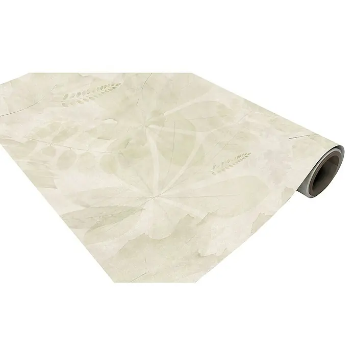 Papel pintado de vinilo autoadhesivo Demeter - Beige, L x An: 280 x 65 cm - Un rollo de papel pintado con un delicado patrón de hojas en tonos suaves, ideal para un diseño de habitación tranquilo y elegante.