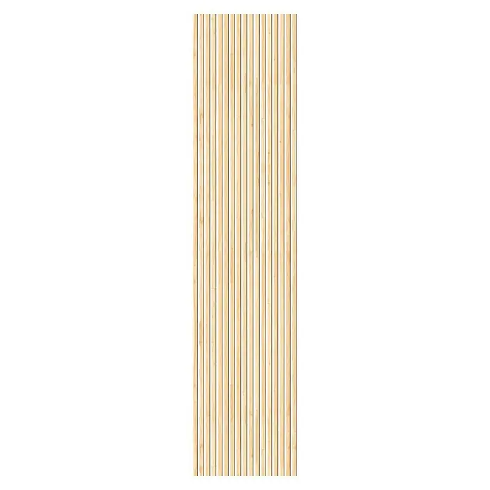 Papel pintado de vinilo autoadhesivo Listón - Marrón, L x An: 280 x 65 cm - Panel de madera para revestimiento de paredes: tiras de madera clara con juntas estrechas y oscuras crean un aspecto moderno y natural.