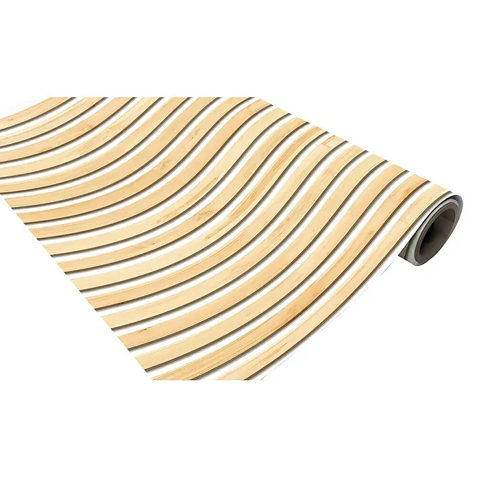 Papel pintado de vinilo autoadhesivo Listón - Marrón, L x An: 280 x 65 cm - Revestimiento de pared de bambú enrollable con lamas curvas para un diseño de pared elegante.