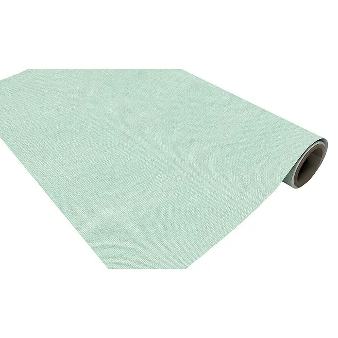 Papel pintado de vinilo autoadhesivo Prato - Turquesa, L x An: 280 x 65 cm - Primer plano de un rollo de mantel de vinilo con textura verde claro, ideal para uso en interiores y añadir un toque de color a tu espacio.