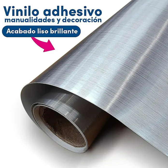 Lámina para ventana de vinilo Aluminium - 60 cm x 2 m, Plateado - Primer plano de un rollo de vinilo autoadhesivo con un acabado liso y brillante para proyectos de manualidades y decoración.