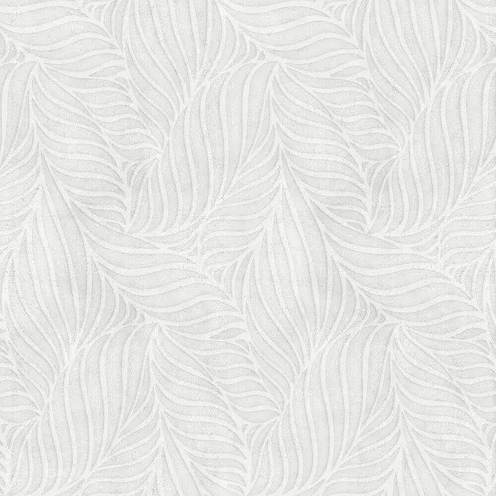 Papel pintado de vinilo autoadhesivo Ojaldre - Gris, L x An: 280 x 65 cm - Patrón de papel tapiz blanco con diseño floral en relieve, ofreciendo un acabado elegante y texturizado para cualquier habitación.