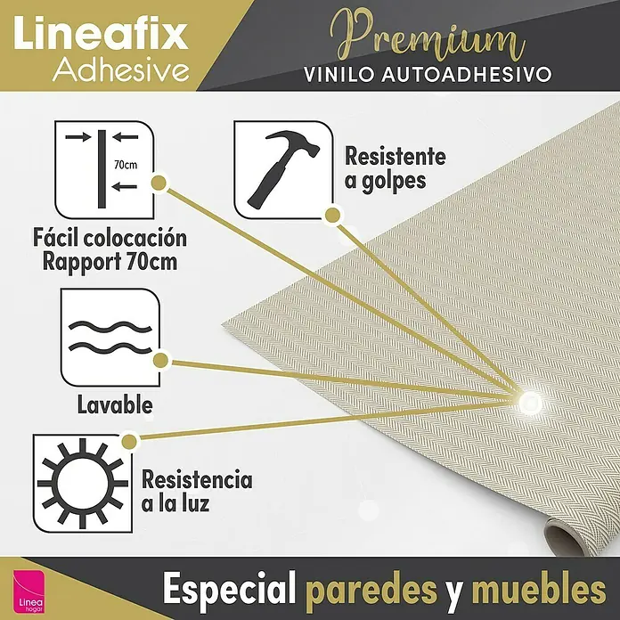 Lámina decorativa autoadhesiva vinílico Premium - 90 x 280 cm, Espiga, Beige - Lineafix Adhesivo: Vinilo autoadhesivo Premium, fácil de colocar, lavable, resistente a los golpes y a la luz, especial para paredes y muebles.