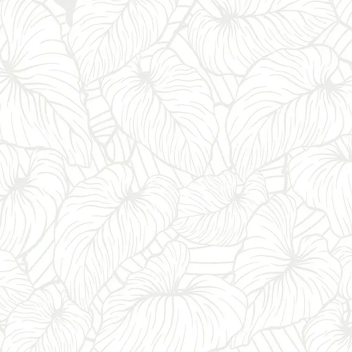 Lámina decorativa autoadhesiva vinílico Premium - 90 x 280 cm, India, Blanco - Un elegante patrón floral con hojas blancas y contornos delicados, ideal para una decoración tranquila y elegante.