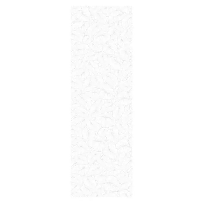 Lámina decorativa autoadhesiva vinílico Premium - 90 x 280 cm, India, Blanco - Fondo blanco con un sutil patrón de hojas, ideal para textiles o como decoración de pared calmante. Elegante y atemporal.