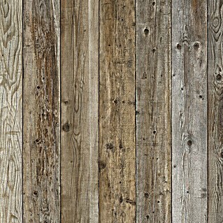 Rollo adhesivo vinílico Premium (280 x 90 cm, Tablón viejo, Marrón, Autoadhesivo)