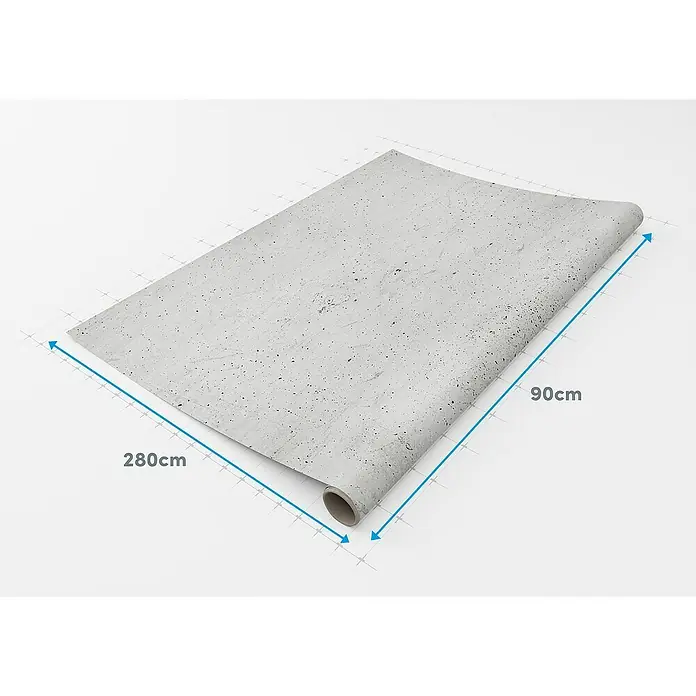 Lámina decorativa autoadhesiva vinílico Premium - 90 x 280 cm, Hormigón, Gris - Lámina de vinilo decorativo gris hormigón, de 280cm de ancho y 90cm de largo, sobre un fondo de cuadrícula. Ideal para DIY.