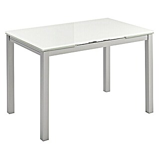 Mesa Karina (L x An: 60 x 100 cm, Material del tablero de la mesa: Vidrio, Blanco)