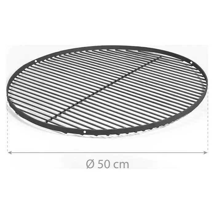 CookKing Grillrost - Durchmesser: 50 cm, Stahl - Runder, dunkler Grillrost aus Metall mit parallelen Stäben, 50 cm Durchmesser.