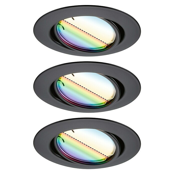 Paulmann Led-inbouwspotset (Ø x h: 90 x 6,5 mm, RGBW, Zwart) | BAUHAUS