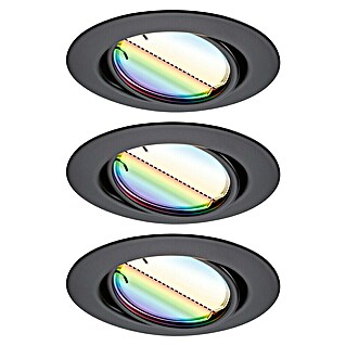 Paulmann Led-inbouwspotset (Ø x h: 90 x 6,5 mm, RGBW, Zwart)