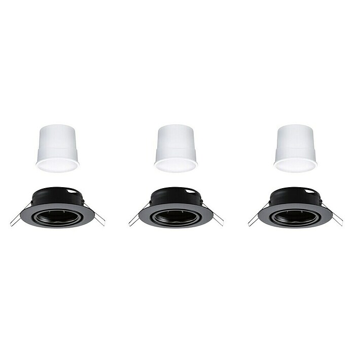 Paulmann Led-inbouwspotset (Ø x h: 90 x 6,5 mm, RGBW, Zwart) | BAUHAUS