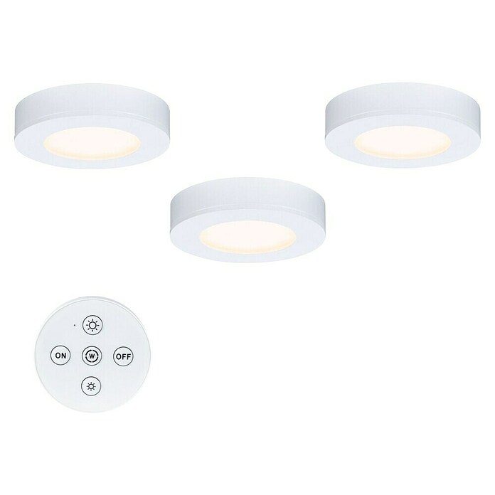 Paulmann Led-onderbouwverlichtingset (Warm wit, 3 st., Ø x h: 70 x 15 mm, Wit) | BAUHAUS