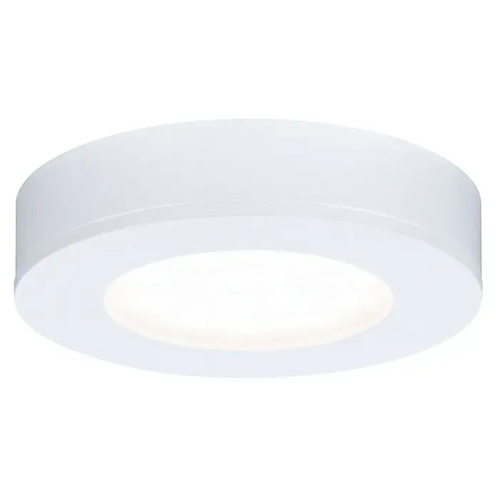 Paulmann LED-Unterbauleuchten-Set - Warmweiß, 3 Stk., Ø x H: 70 x 15 mm, Weiß - Beleuchtete weiße runde LED-Aufbauleuchte.