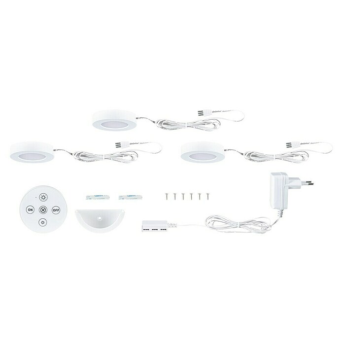 Paulmann Set LED svjetiljki za kuhinjske elemente  (Topla bijela, 3 Kom., Ø x V: 70 x 15 mm, Bijela) | BAUHAUS