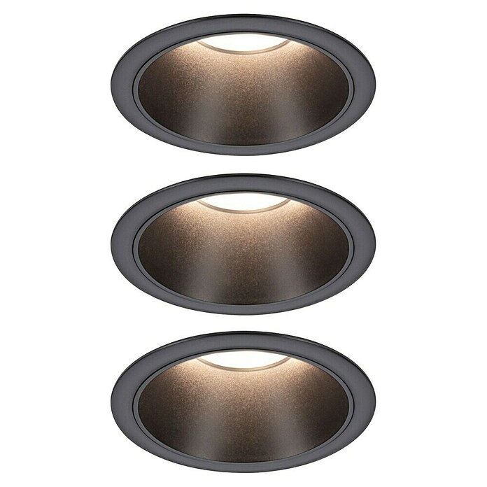Paulmann Led-inbouwspotset (Ø x h: 88 x 42 mm, Zwart, Warm wit) | BAUHAUS