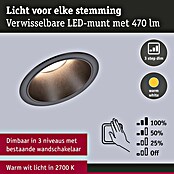 Paulmann Led-inbouwspotset (Ø x h: 88 x 42 mm, Zwart, Warm wit) | BAUHAUS