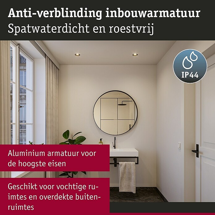 Paulmann Led-inbouwspotset (Ø x h: 88 x 42 mm, Zwart, Warm wit) | BAUHAUS