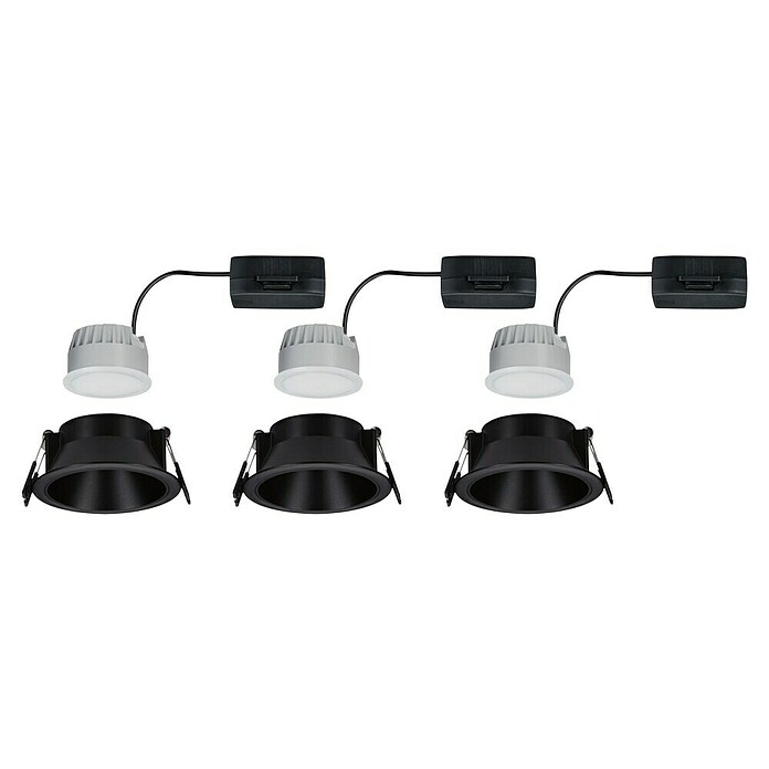 Paulmann Led-inbouwspotset (Ø x h: 88 x 42 mm, Zwart, Warm wit) | BAUHAUS