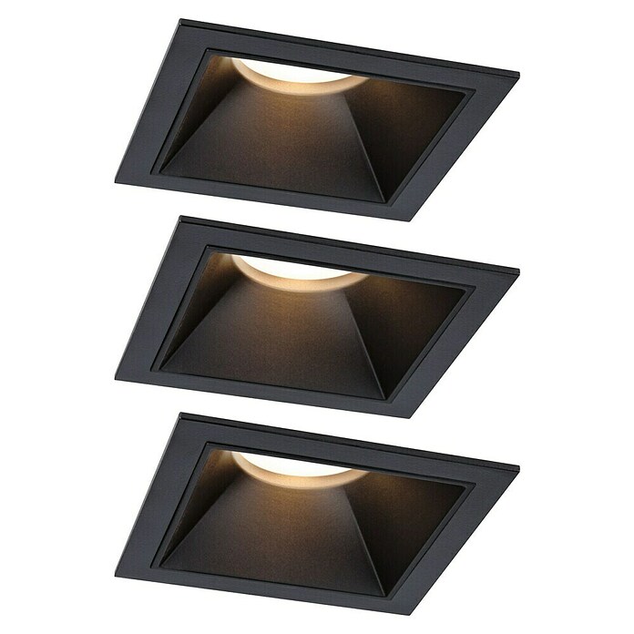 Paulmann Led-inbouwspotset (Zwart, 3 st., Warm wit) | BAUHAUS