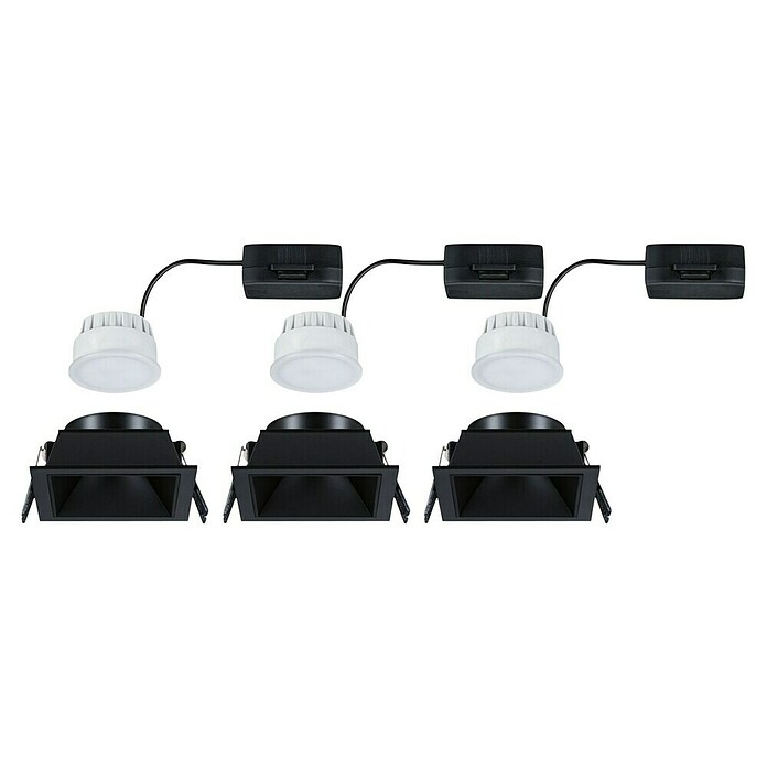 Paulmann Led-inbouwspotset (Zwart, 3 st., Warm wit) | BAUHAUS