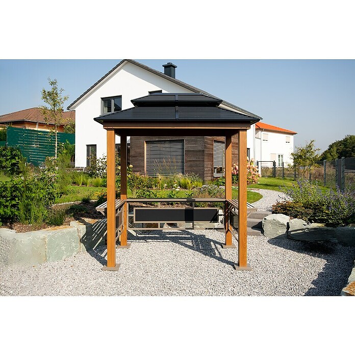 Sojag Grillpavillon BBQ Maui (249 x 158 cm, Holzoptik, Aluminium) | BAUHAUS