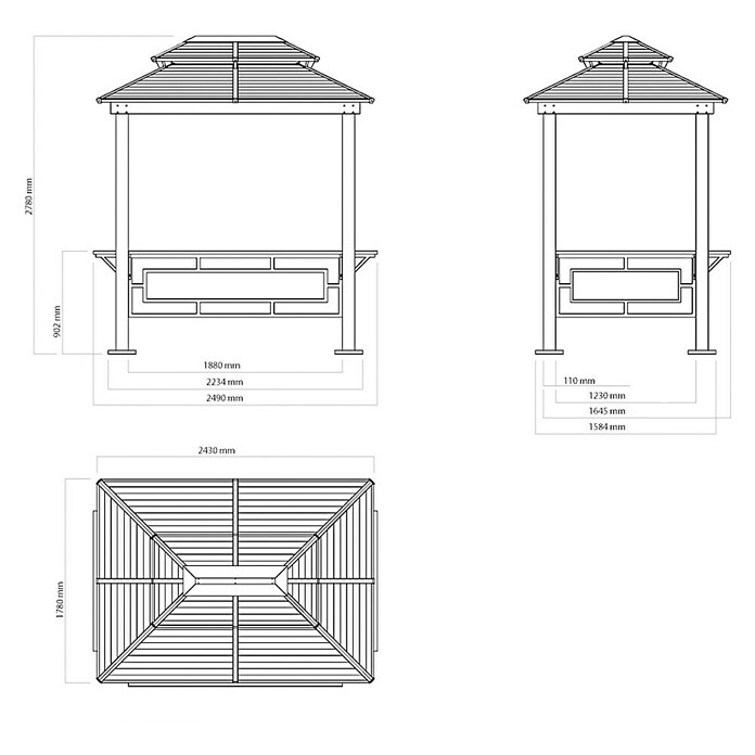Sojag Grillpavillon BBQ Maui (249 x 158 cm, Holzoptik, Aluminium) | BAUHAUS