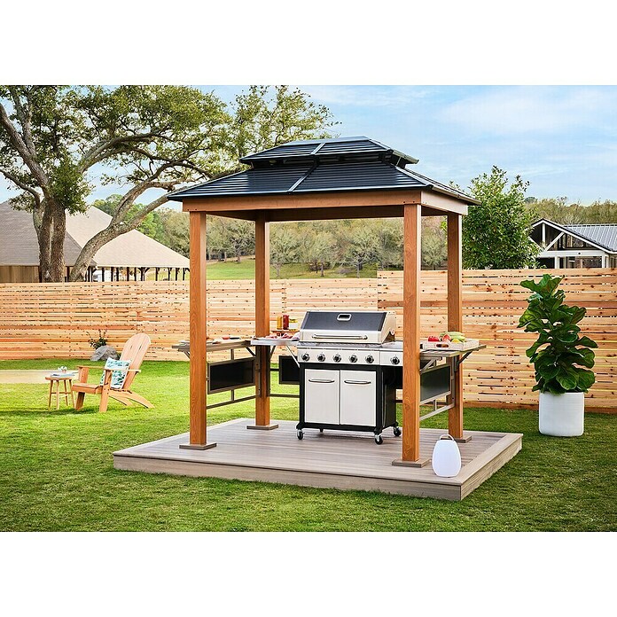 Sojag Grillpavillon BBQ Maui (249 x 158 cm, Holzoptik, Aluminium) | BAUHAUS