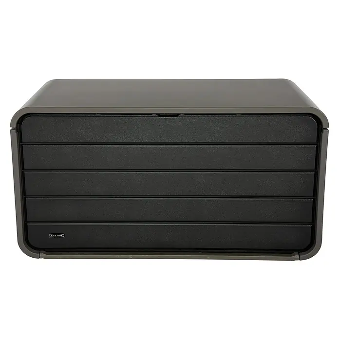 Aufbewahrungsbox Space XL - B x T x H: 146,7 x 72,4 x 77,2 cm, Kunststoff, Anthrazit - Dunkelgraue Outdoor-Aufbewahrungsbox mit gerippten Frontplatten und hellerem grauen Rahmen.