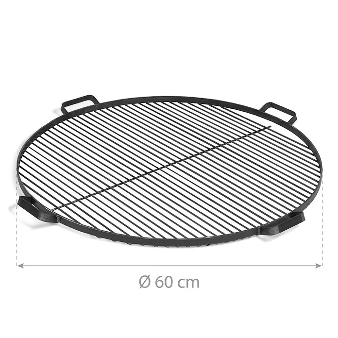 CookKing Grillrost - Durchmesser: 60 cm, Stahl, Griffe - Runder schwarzer Grillrost mit Griffen, Durchmesser 60 cm.