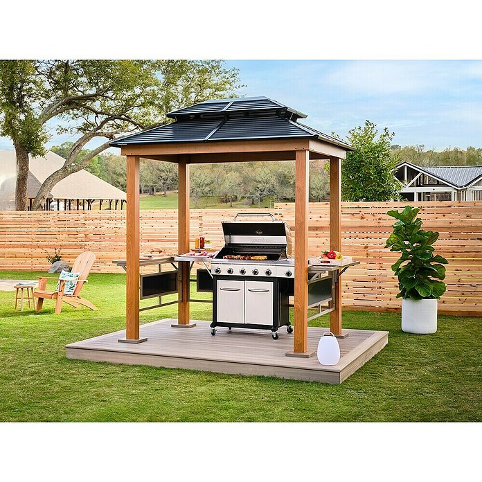 Sojag Grillpavillon BBQ Maui (249 x 158 cm, Holzoptik, Aluminium) | BAUHAUS