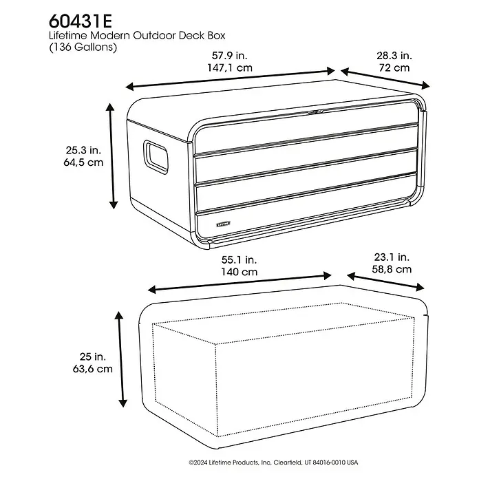 Aufbewahrungsbox Space L - B x T x H: 147,1 x 72 x 63,6 cm, Kunststoff, Anthrazit - Moderne Outdoor-Aufbewahrungsbox mit abgerundeten Kanten. Außenmaße: 147,1 cm L, 72 cm B, 64,5 cm H. Innenmaße angegeben, 136 Gallonen Fassungsvermögen.