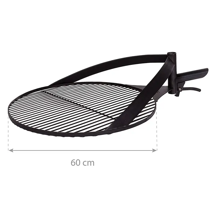 CookKing Grillrost - Durchmesser: 60 cm, Stahl - Schwarzer runder Metall-Grillrost mit Griff, 60 cm Durchmesser.