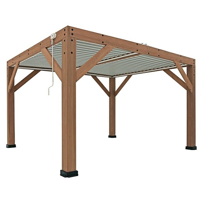 Westmann Pavillon Karl inklusive Lamellendach (B x T: 335 x 396 cm, Braun, Holz) | BAUHAUS