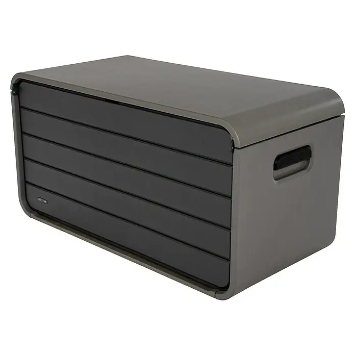 Aufbewahrungsbox Space XL - B x T x H: 146,7 x 72,4 x 77,2 cm, Kunststoff, Anthrazit - Graue Harz-Aufbewahrungsbox mit dunkelgrauem Lamellen-Rollverschluss.