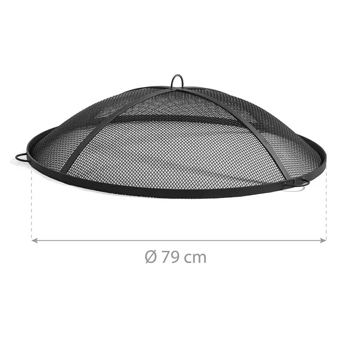 CookKing Funkenschutzgitter - 79 cm, Passend für: Feuerschalen mit Ø 80 cm - Schwarze Metallgitter-Funkenschutzhaube für Feuerstelle mit Griff, Ø 79 cm.