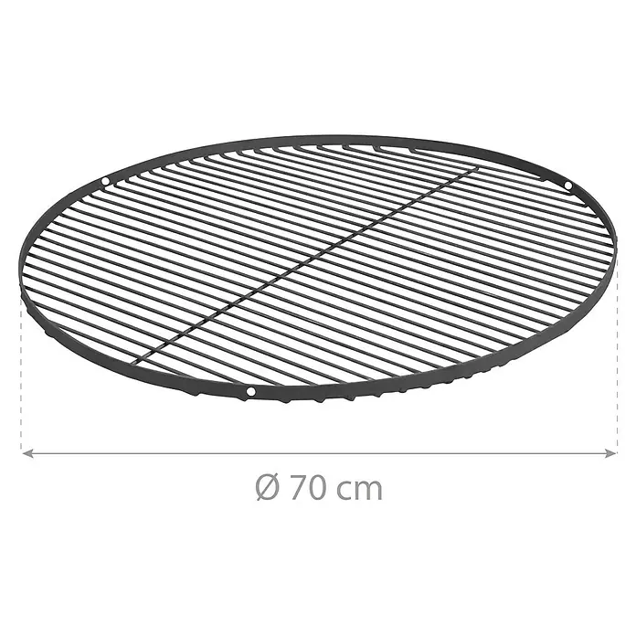 CookKing Grillrost - Durchmesser: 70 cm, Stahl - Rundes dunkelgraues Metall-Grillrost, 70 cm Durchmesser.