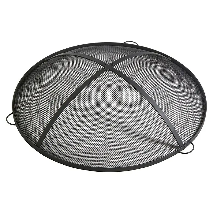 CookKing Funkenschutzgitter - 59 cm, Passend für: Feuerschalen mit Ø 60 cm - Schwarzer, gewölbter Funkenschutz aus Metallgeflecht für Feuerschalen, mit mittigem und seitlichen Griffen.